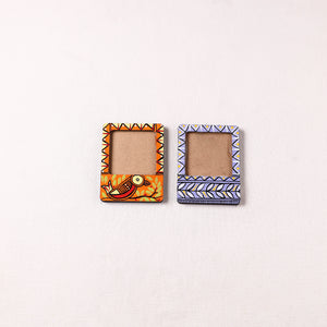 Madhubani Handpainted Wooden Photo Frame Fridge Magnet (Set of 2) 30