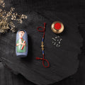 Red - Handcrafted Tribal Dokra Brass Thread Rakhi with Banaras Wood Doll Box 51