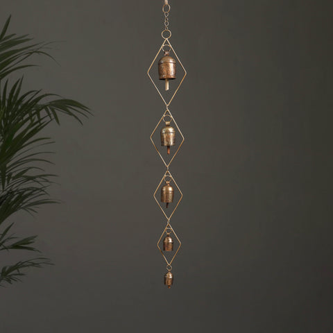 Diamond - Kutch Copper Coated 5 Bells Wind Chimes 22