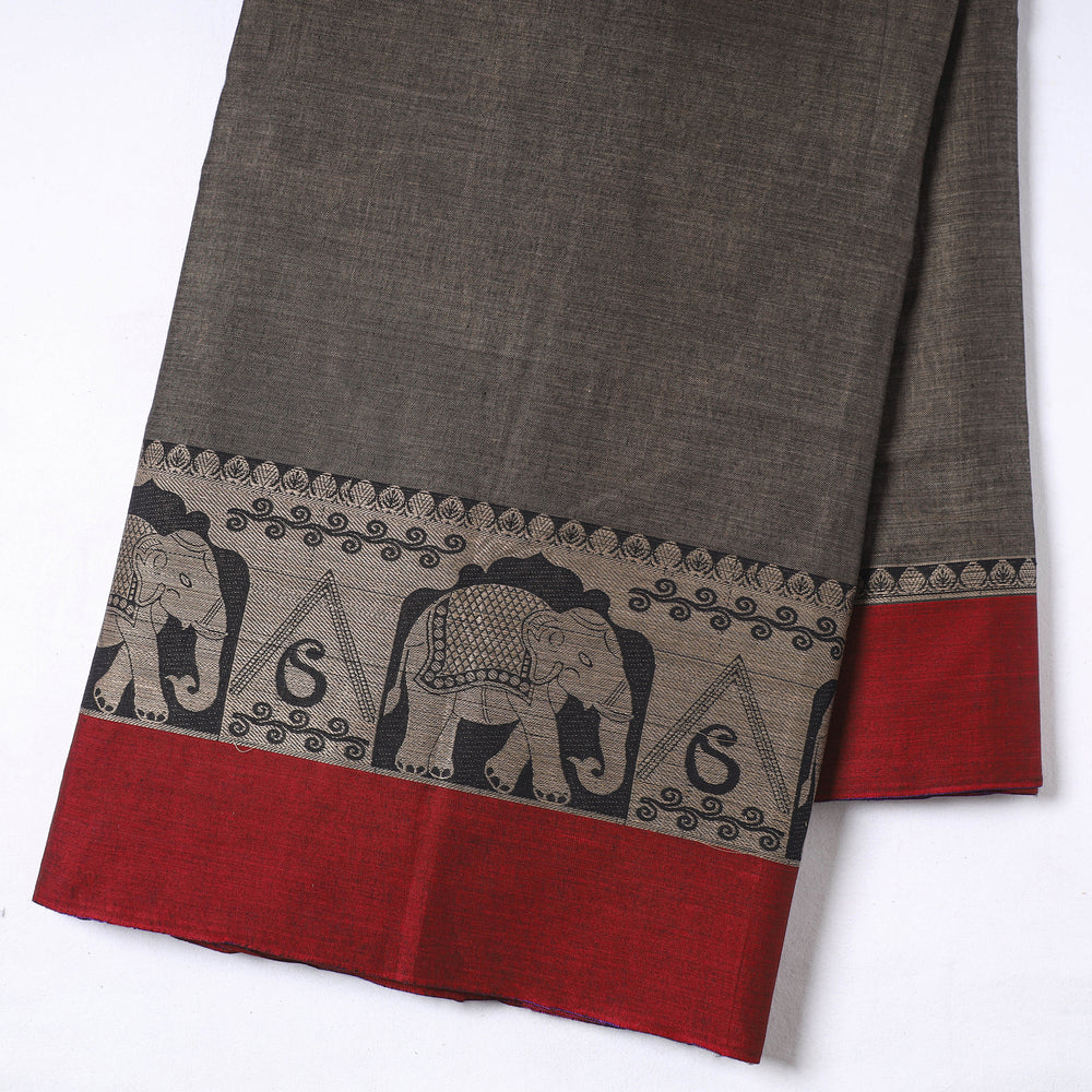 Grey - Prewashed Dharwad Mercerised Cotton Thread Border Fabric 19