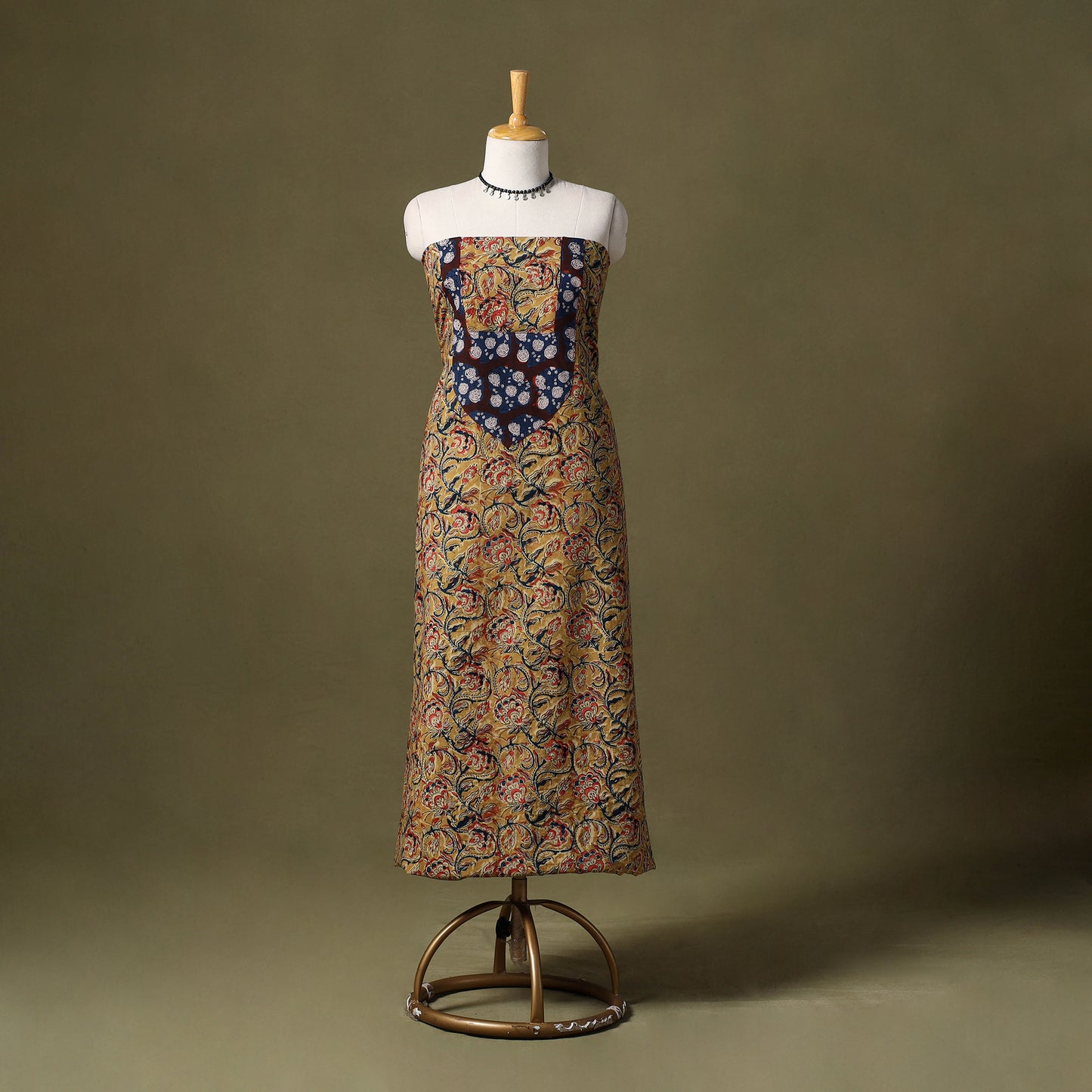 Yellow - kalamkari cotton unstitched kurta material (2.7m)