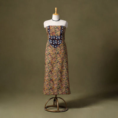 Yellow - kalamkari cotton unstitched kurta material (2.7m)