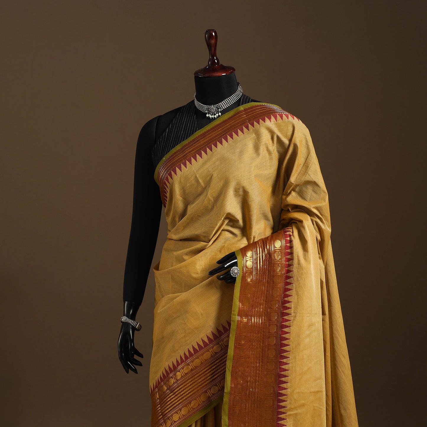 Yellow Kandangi Chettinad Cotton Saree with Border