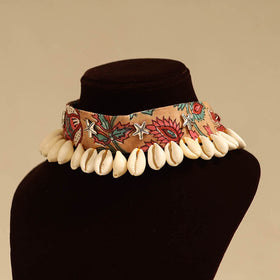 Peach - german silver fabart choker necklace set with shell