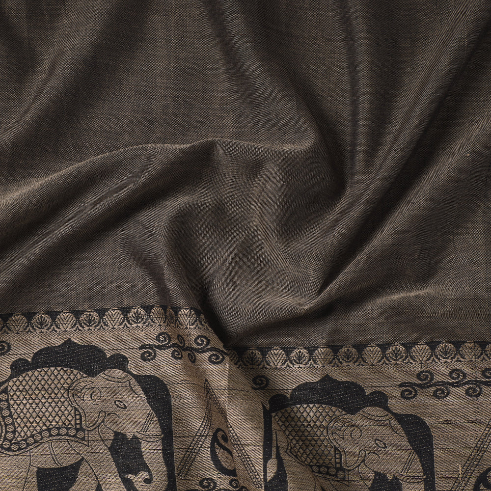 Grey - Prewashed Dharwad Mercerised Cotton Thread Border Fabric 19