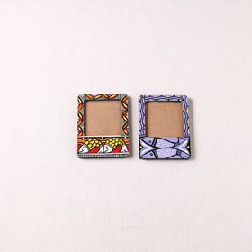 Madhubani Handpainted Wooden Photo Frame Fridge Magnet (Set of 2) 33
