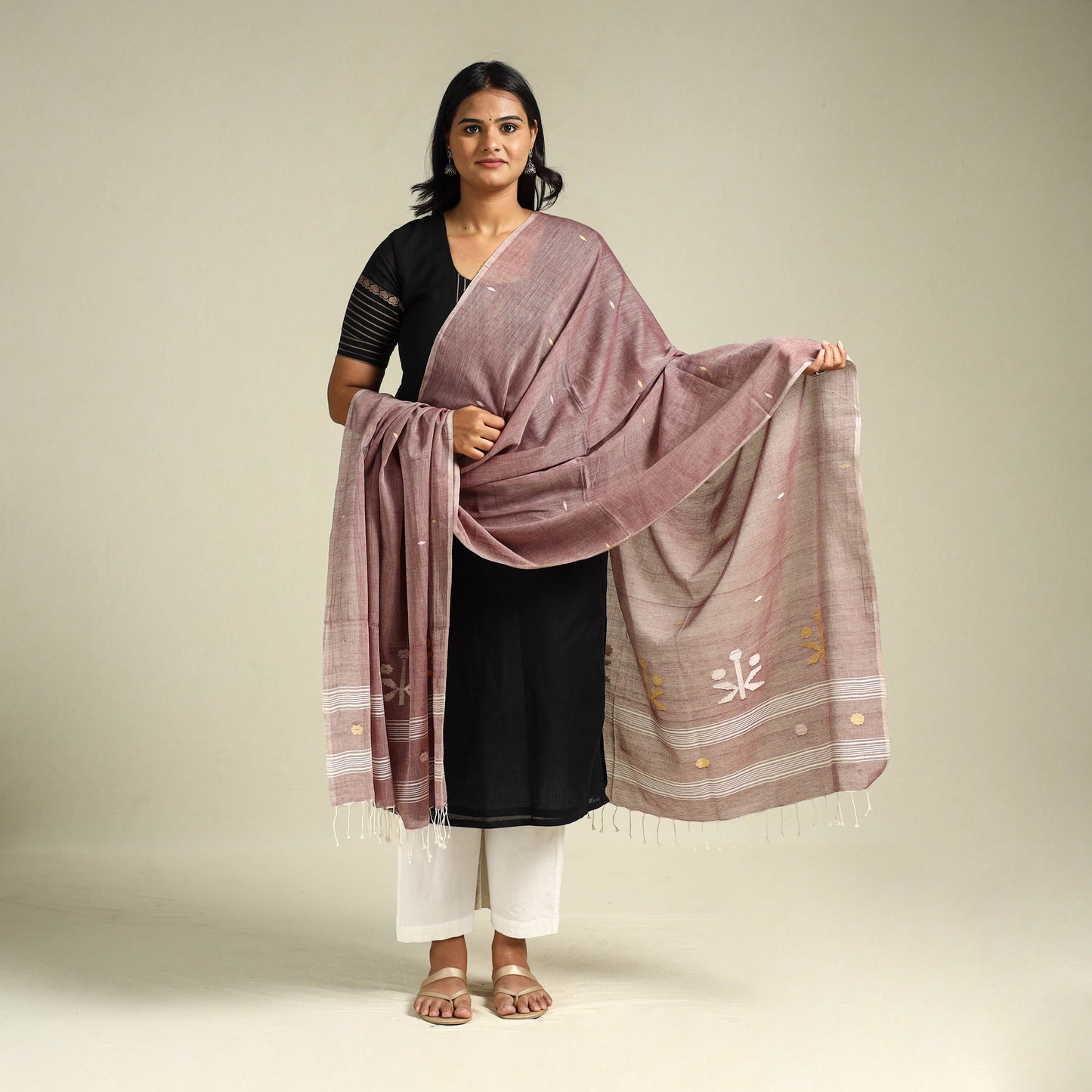 Buy Handloom Cotton Bengal Jamdani Dupatta