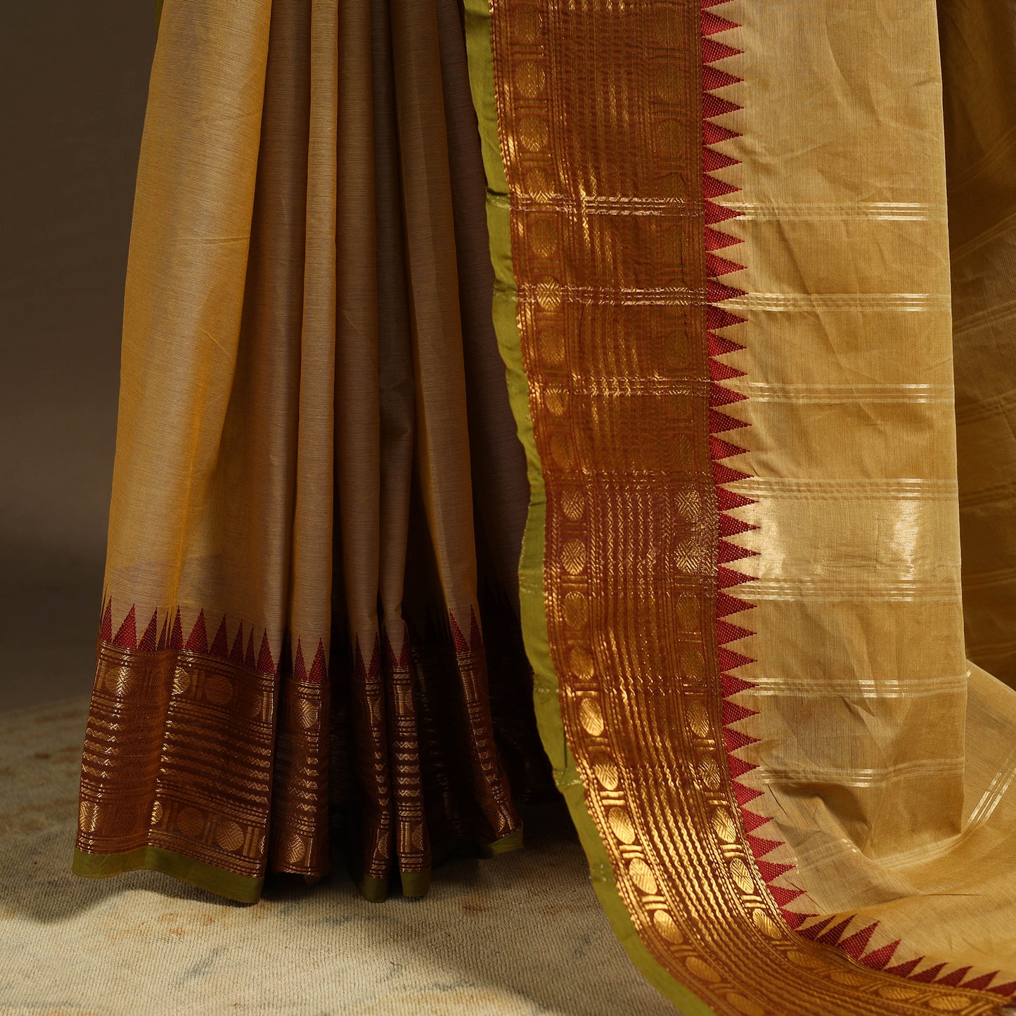 Yellow Kandangi Chettinad Cotton Saree with Border