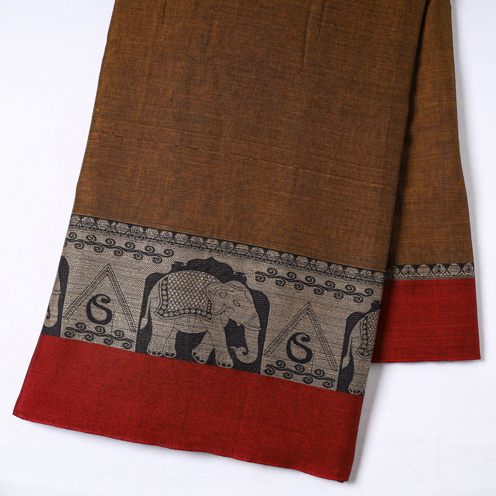 Brown - Prewashed Dharwad Mercerised Cotton Thread Border Fabric 20