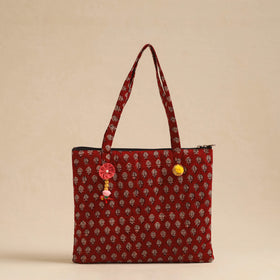 Red Handcrafted Quilted Cotton Hand Bag