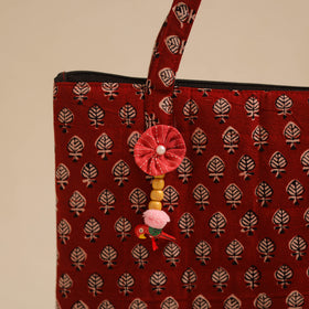  Red Handcrafted Quilted Cotton Hand Bag