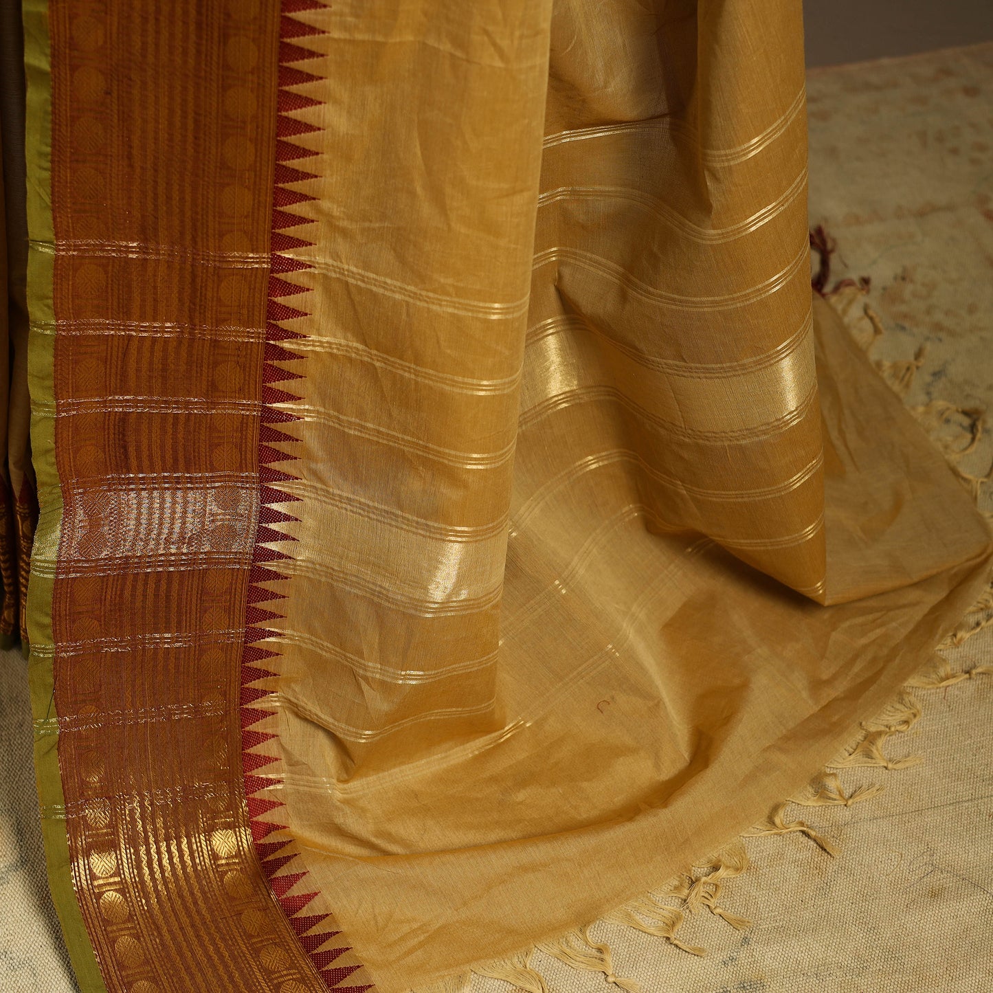 Yellow Kandangi Chettinad Cotton Saree with Border