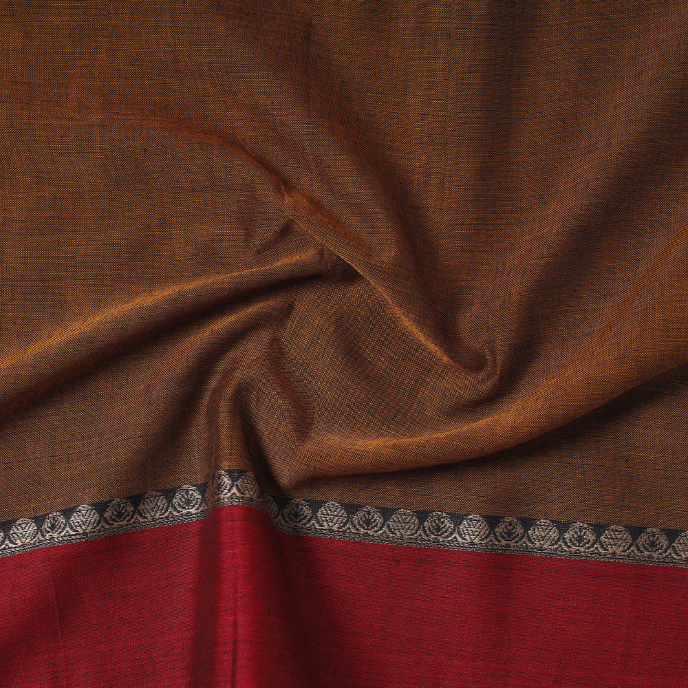 Brown - Prewashed Dharwad Mercerised Cotton Thread Border Fabric 20