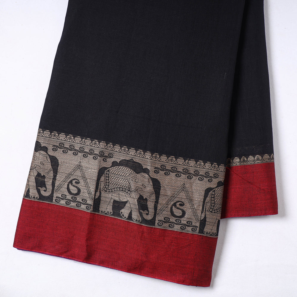 Black - Prewashed Dharwad Mercerised Cotton Thread Border Fabric 21