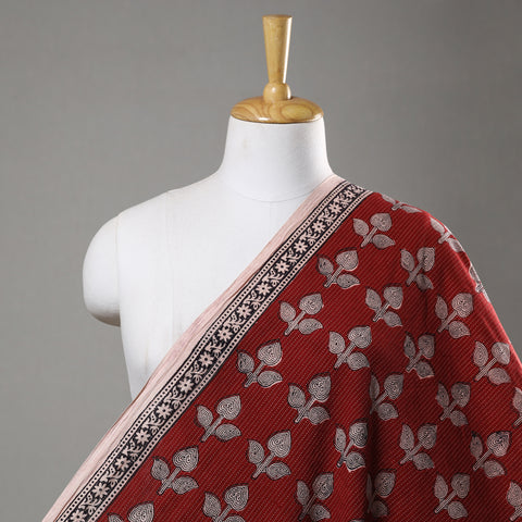 Red - Bagh Block Printed Kantha Style Cotton Fabric 21