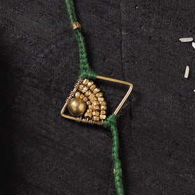 Green - Handcrafted Tribal Dokra Brass Thread Rakhi with Banaras Wood Doll Box 58