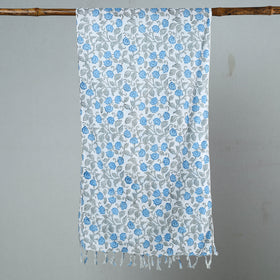  Sanganeri Block Printed Cotton Stole with Tassels 172 