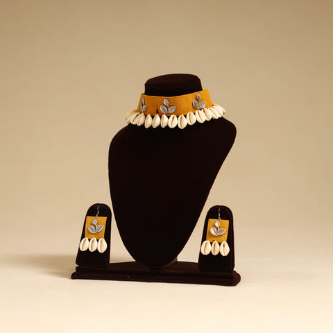 Yellow - german silver fabart choker necklace set