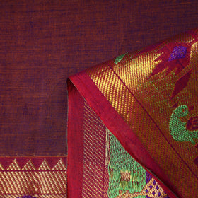 Purple - Prewashed Dharwad Mercerised Cotton Zari Border Fabric 23