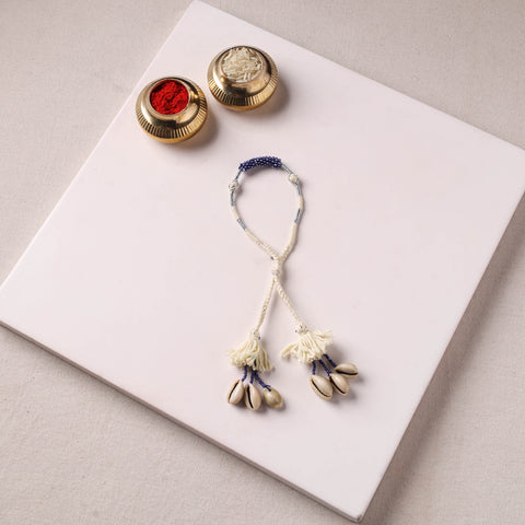 Anant Raksha Thread & Bead Work Lumba Rakhi / Bracelet with Potli 01