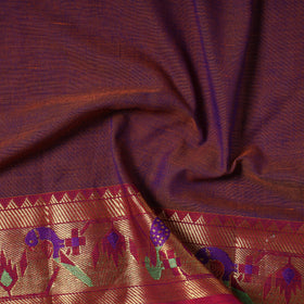 Purple - Prewashed Dharwad Mercerised Cotton Zari Border Fabric 23