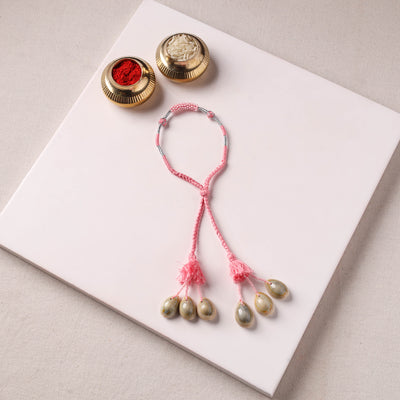 Anant Raksha Thread & Bead Work Lumba Rakhi / Bracelet with Potli 02