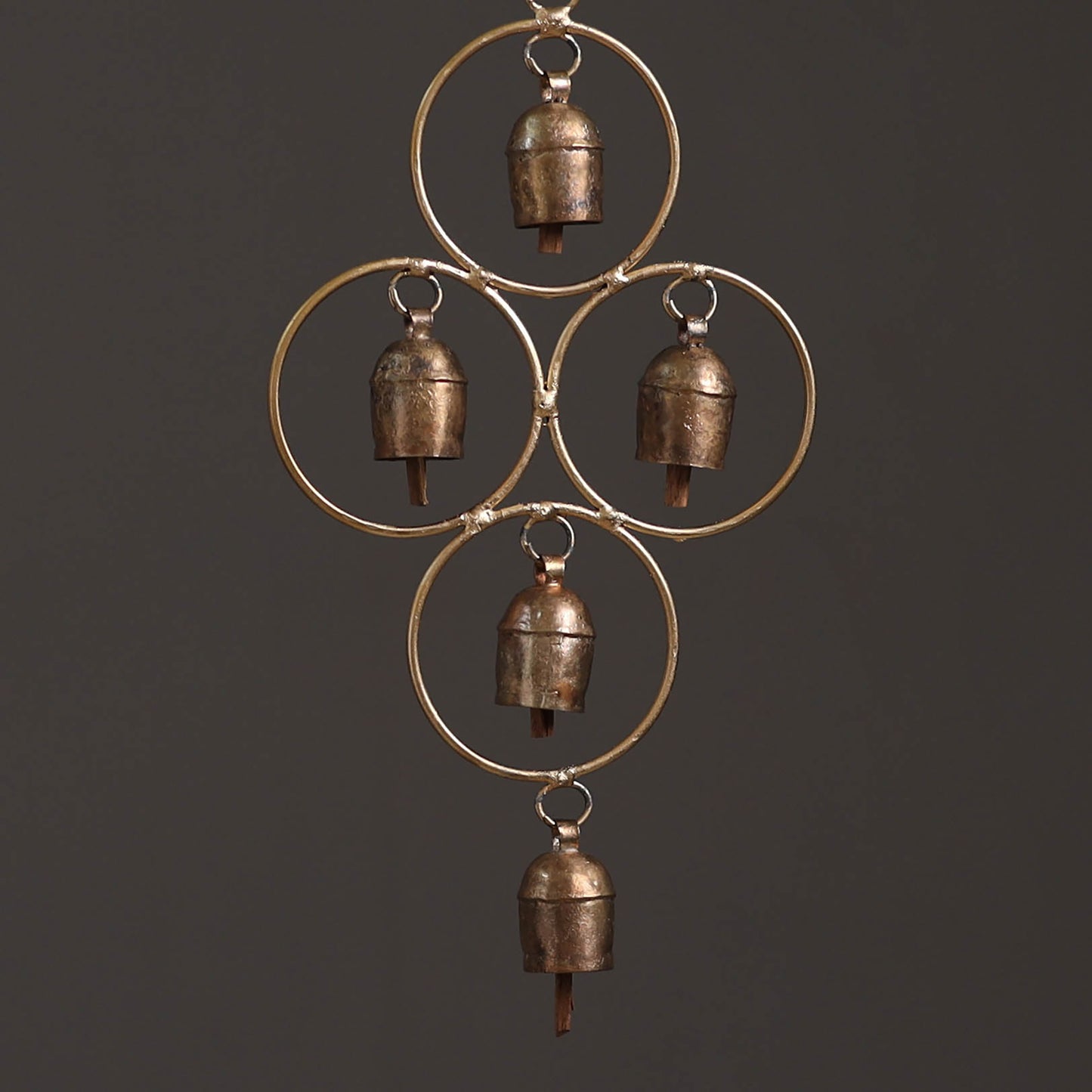 Ring - Kutch Copper Coated 5 Bells Wind Chimes 14
