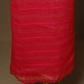 Red - 3pc linen silk handloom unstitched plain dress