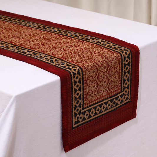 Natural Bamboo Bagh Block Printed Dining Table Runner 03