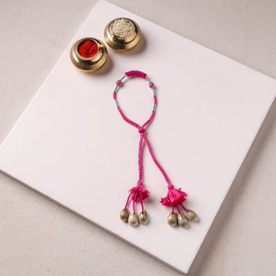 Anant Raksha Thread & Bead Work Lumba Rakhi / Bracelet with Potli 03