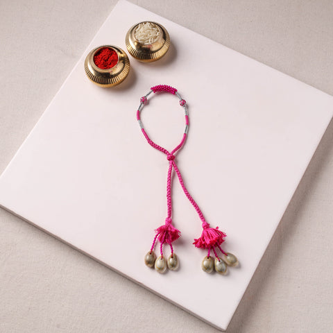 Anant Raksha Thread & Bead Work Lumba Rakhi / Bracelet with Potli 03