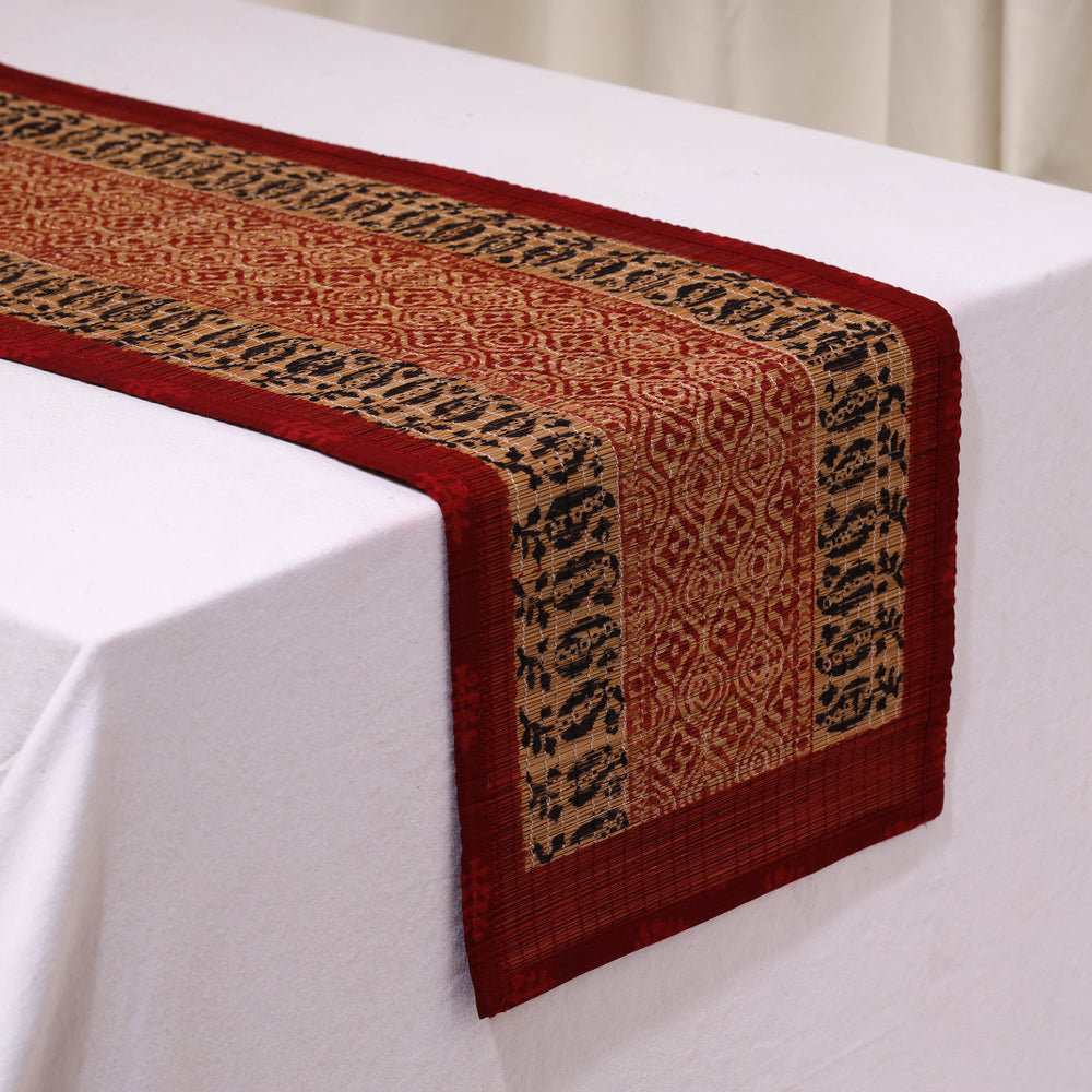 Natural Bamboo Bagh Block Printed Dining Table Runner 09