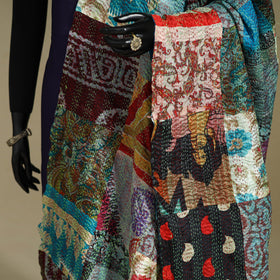 Multicolor - patchwork reversible silk bengal kantha work
