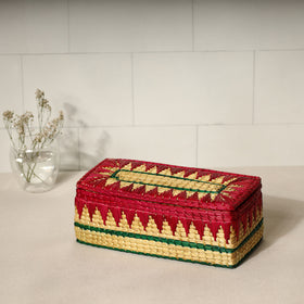  Handmade Sikki Grass Multipurpose Red Utility Box 