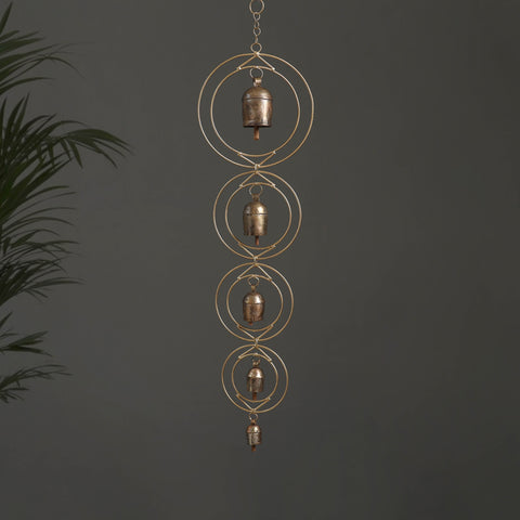 Double Round - Kutch Copper Coated 4 Bells Wind Chimes 18