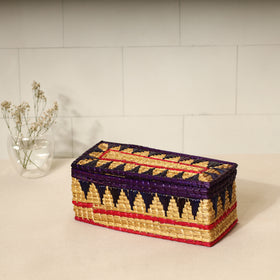  Handmade Sikki Grass Purple Multipurpose Utility Box 