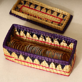  Handmade Sikki Grass Purple Multipurpose Utility Box 