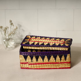  Handmade Sikki Grass Purple Multipurpose Utility Box 