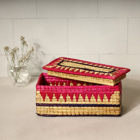  Handmade Sikki Grass Pink Multipurpose Utility Box 