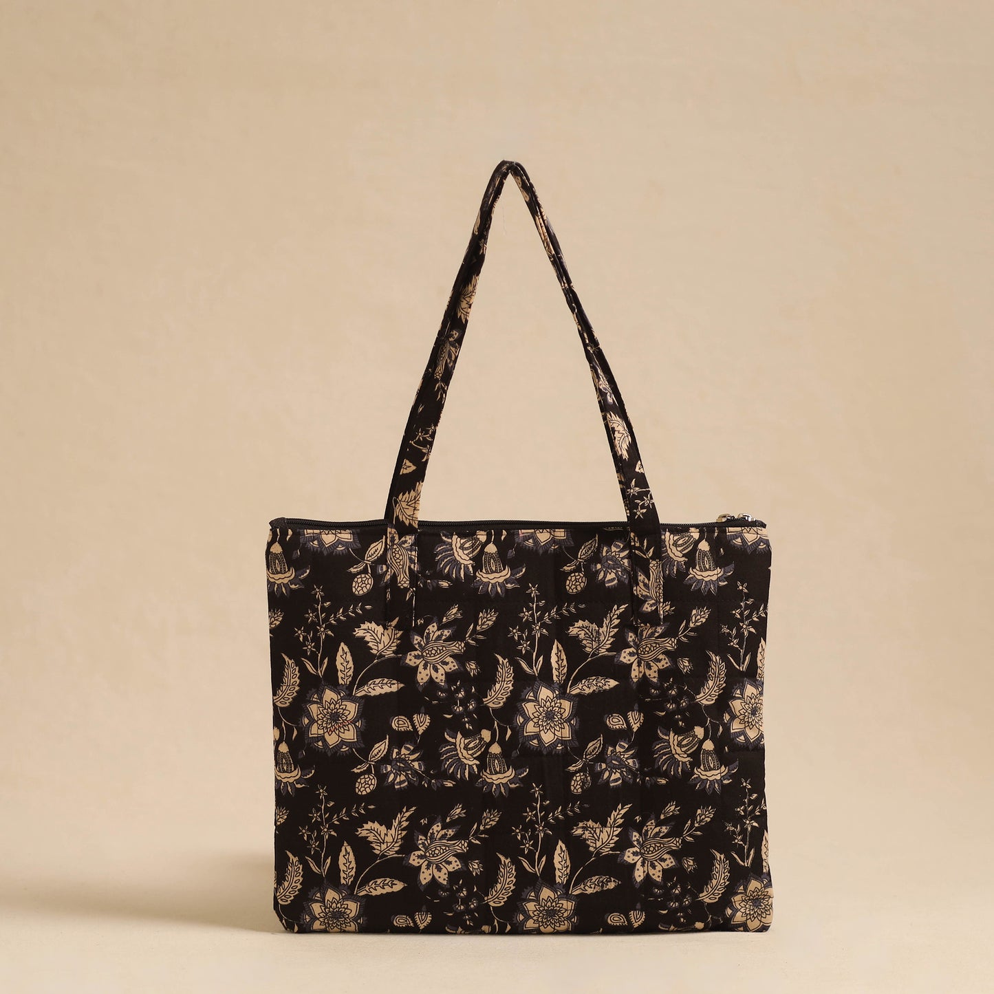  Black Handcrafted Quilted Cotton Hand Bag