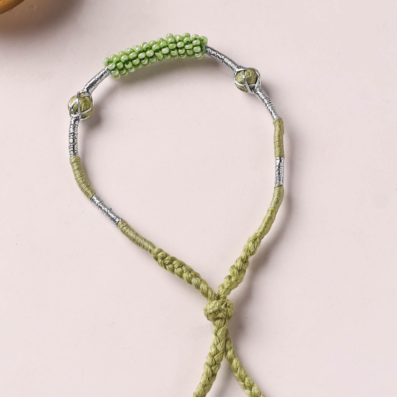 Anant Raksha Thread & Bead Work Lumba Rakhi / Bracelet with Potli 07