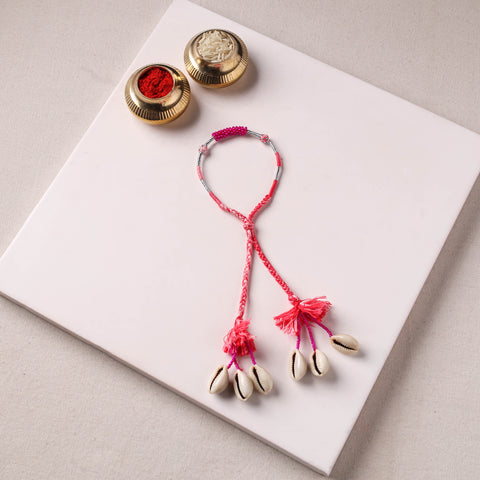 Anant Raksha Thread & Bead Work Lumba Rakhi / Bracelet with Potli 08