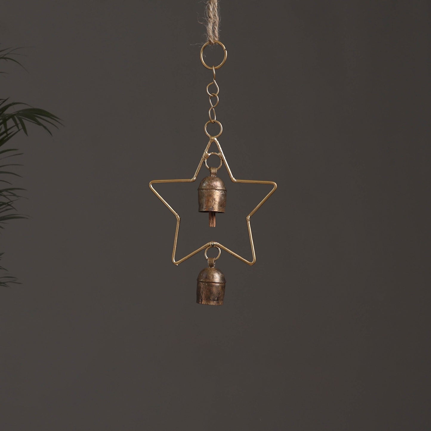 Star - Kutch Copper Coated 2 Bells Wind Chimes 23