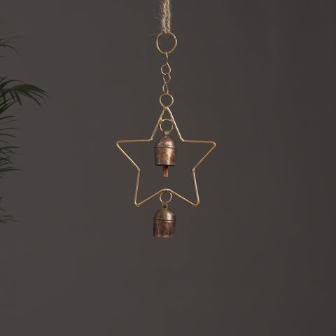 Star - Kutch Copper Coated 2 Bells Wind Chimes 23