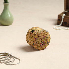Yellow Bengal Kantha Work Handcrafted Bangle Box (Small)