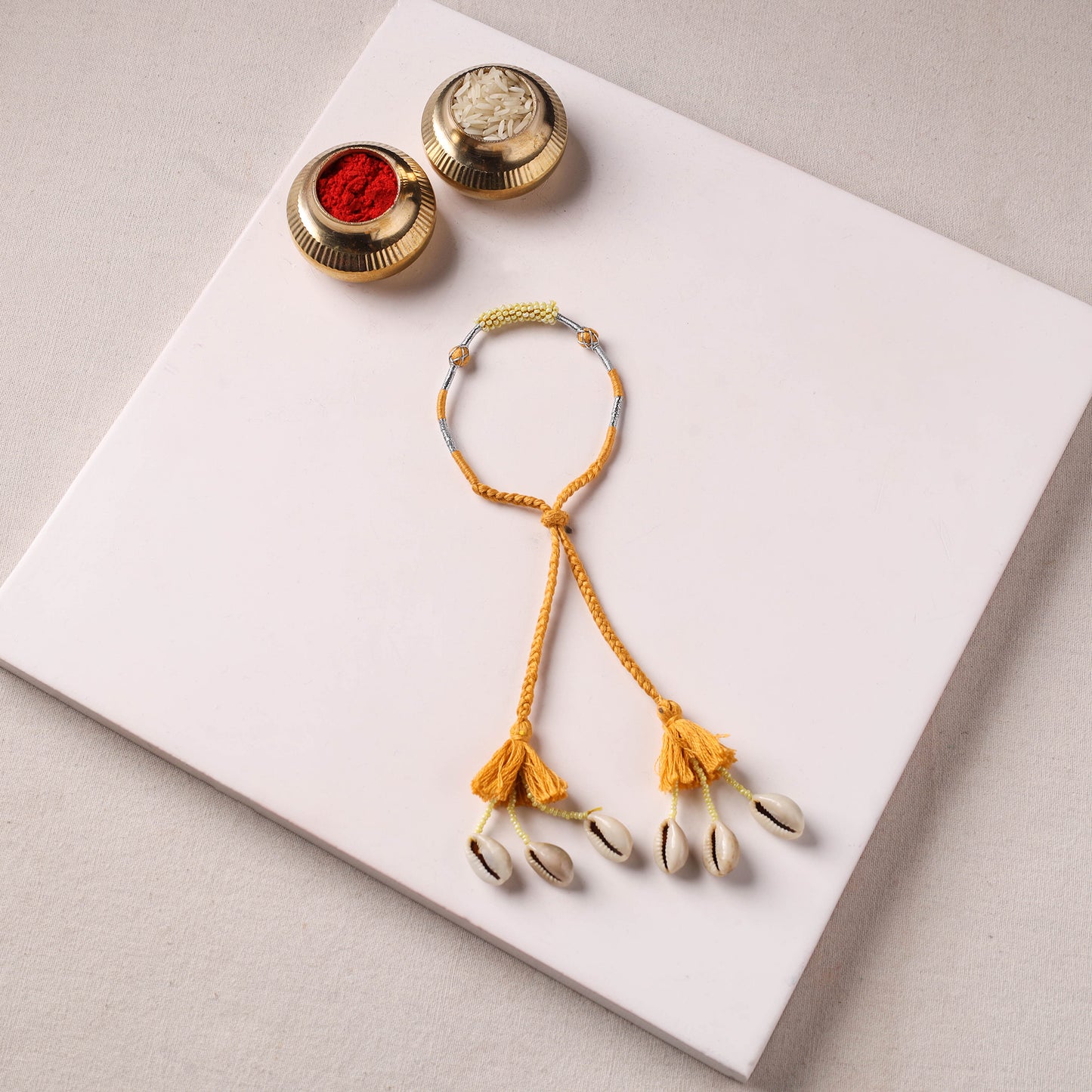 Anant Raksha Thread & Bead Work Lumba Rakhi / Bracelet with Potli 09