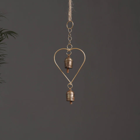 Heart - Kutch Copper Coated 2 Bells Wind Chimes 20