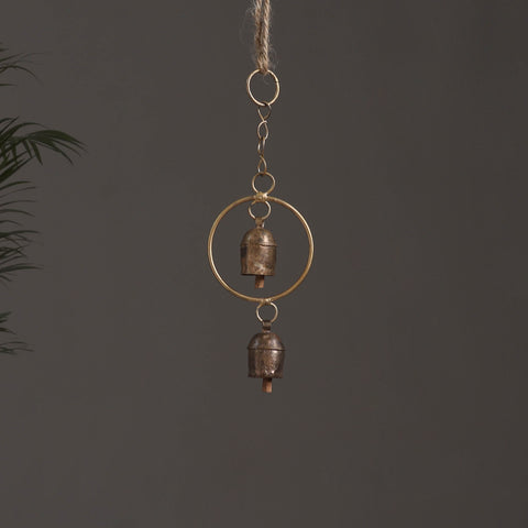 Round - Kutch Copper Coated 2 Bells Wind Chimes 17