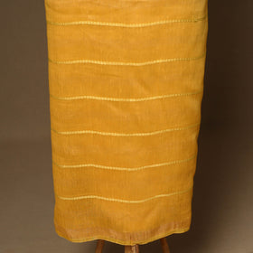 Yellow - 3pc linen silk handloom unstitched plain dress