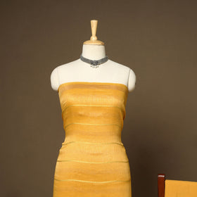 Yellow - 3pc linen silk handloom unstitched plain dress